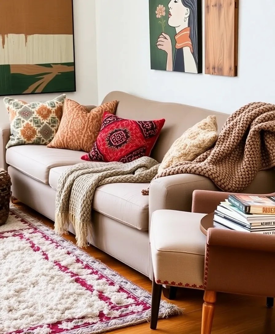 11 Cozy Organic Modern Living Room Ideas That Feel Like a Hug! - 6. Layered Textiles