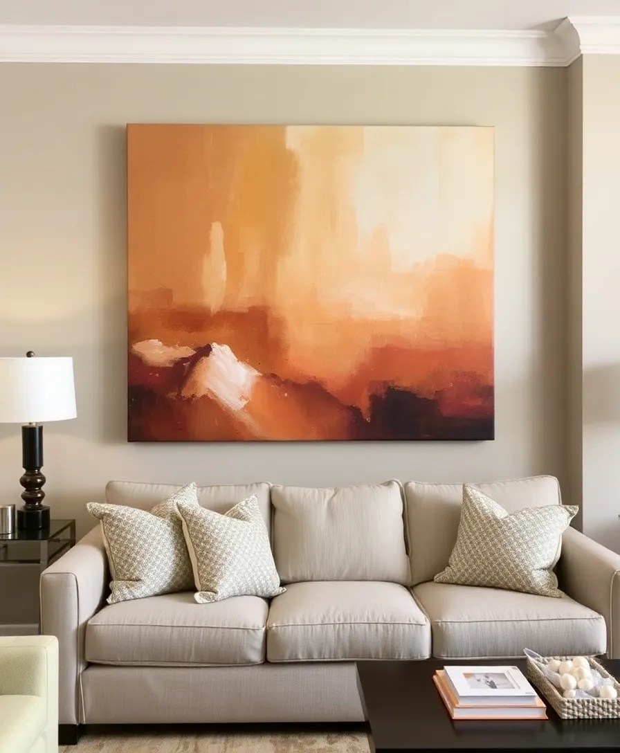 11 Cozy Organic Modern Living Room Ideas That Feel Like a Hug! - 8. Statement Art Pieces