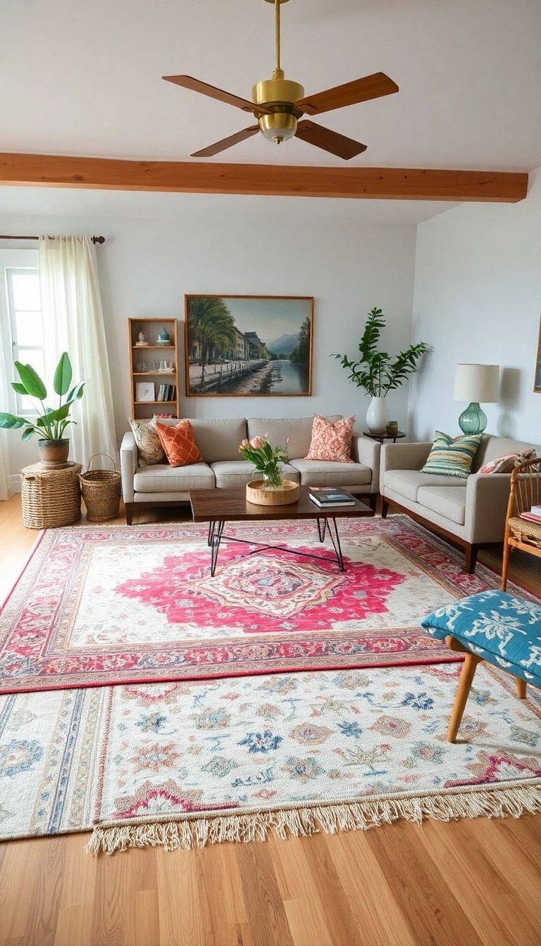 13 Boho Decor Ideas That'll Make You Feel Like You're in a Dream! - 10. Layered Rugs