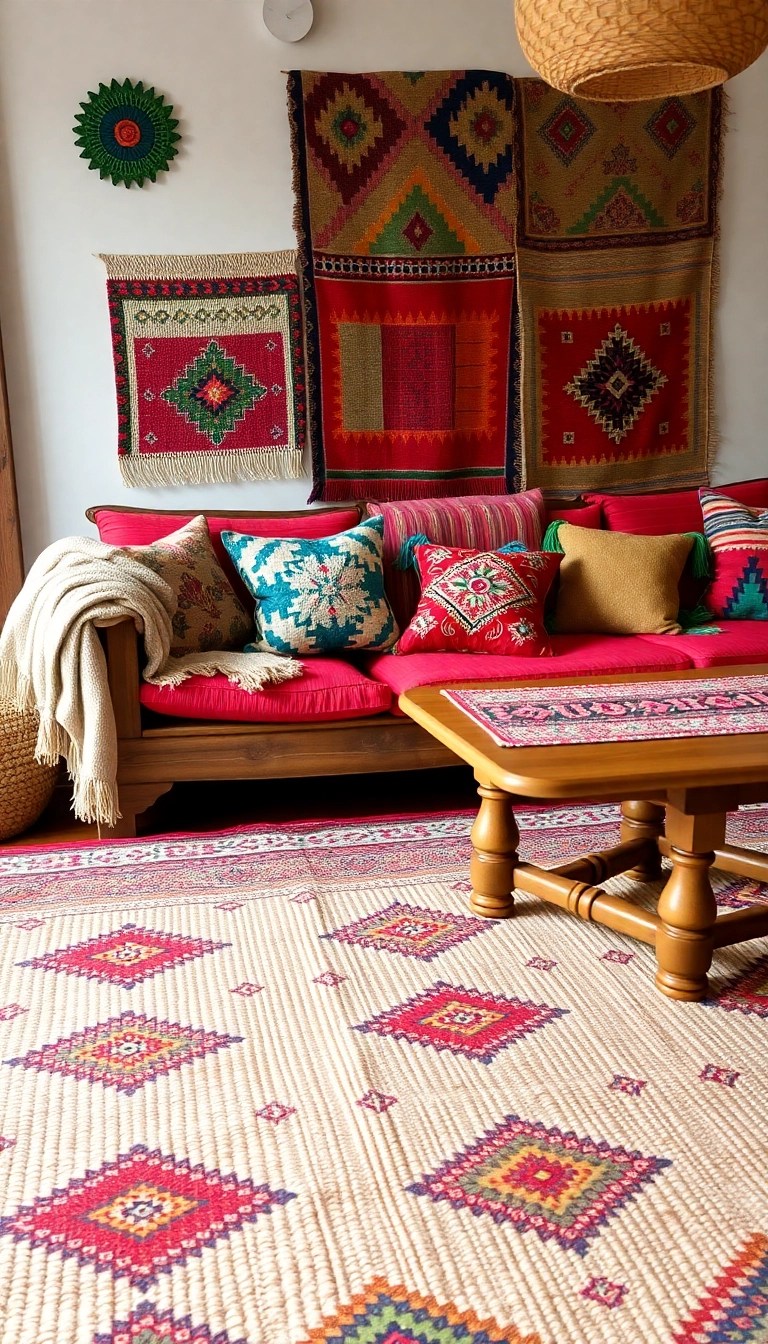 13 Boho Decor Ideas That'll Make You Feel Like You're in a Dream! - 3. Vibrant Textiles