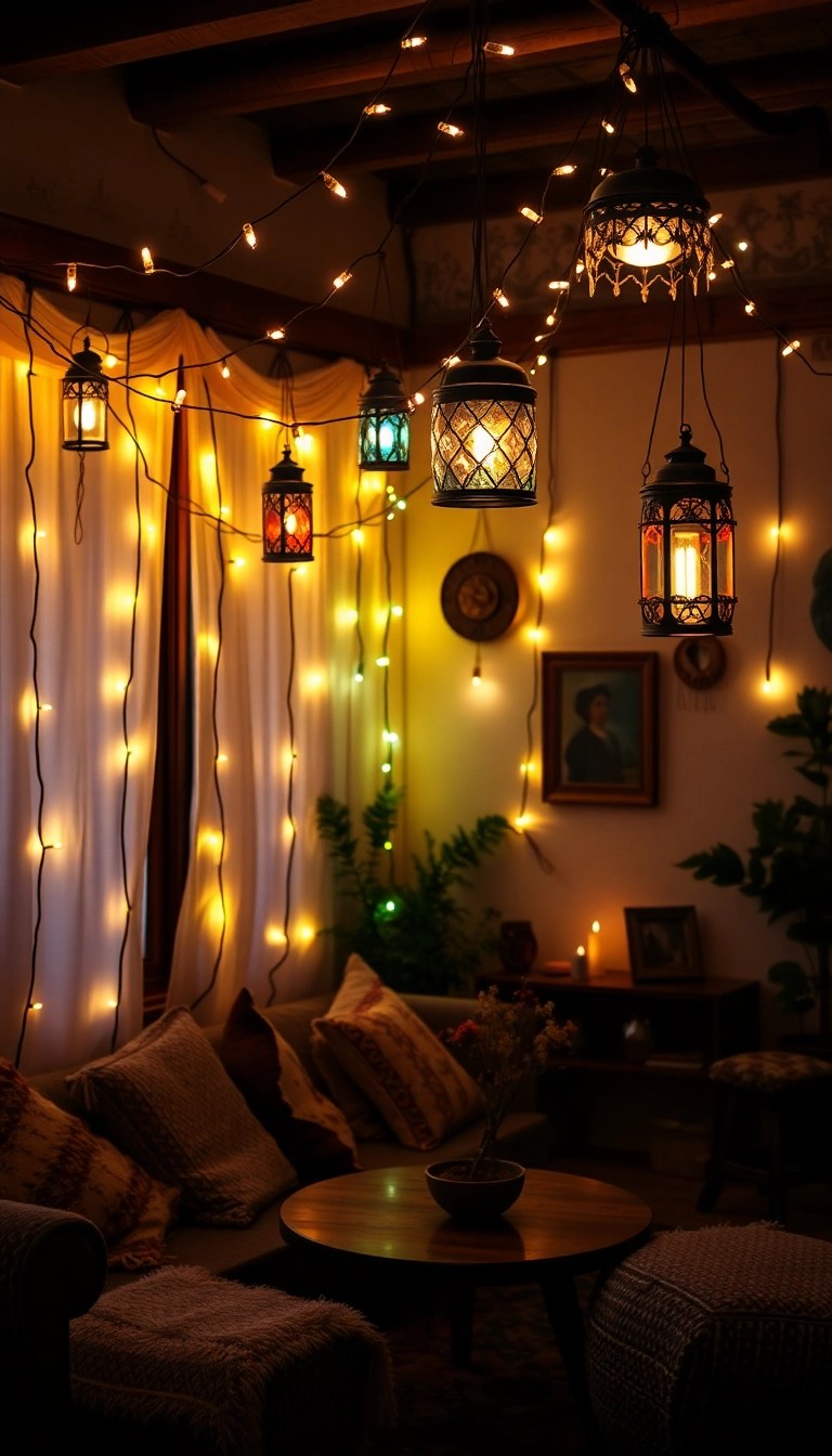 13 Boho Decor Ideas That'll Make You Feel Like You're in a Dream! - 7. Dreamy Lighting