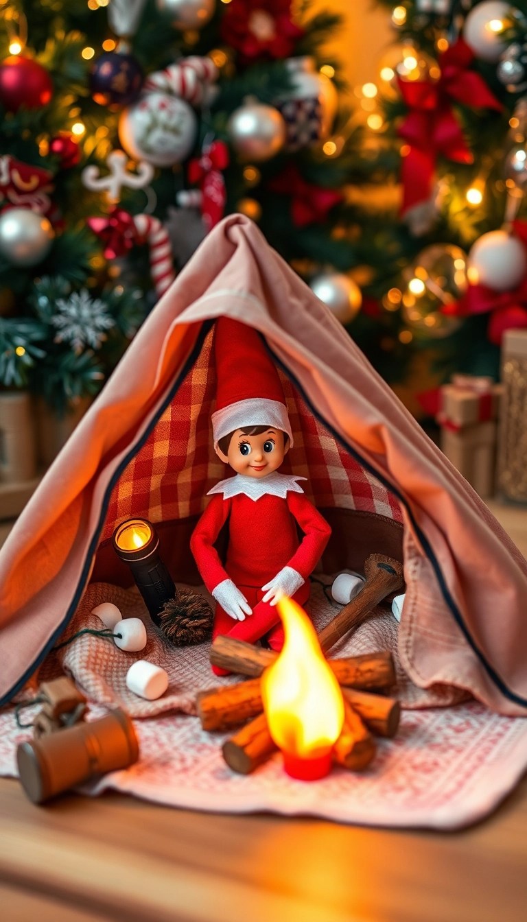 25 Hilarious Elf on the Shelf Ideas That Will Make Your Kids Squeal with Joy! - 10. Elf Goes Camping