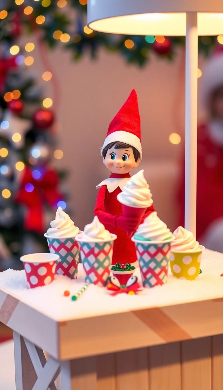 25 Hilarious Elf on the Shelf Ideas That Will Make Your Kids Squeal with Joy! - 14. Elf's Snow Cone Stand