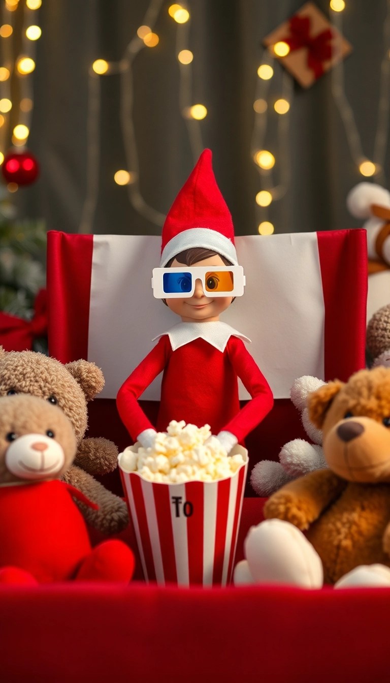 25 Hilarious Elf on the Shelf Ideas That Will Make Your Kids Squeal with Joy! - 6. Elf's Movie Night